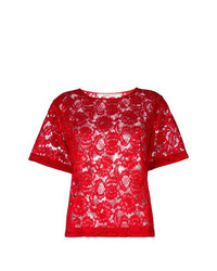 T-shirt girocollo di pizzo rossa di Miahatami