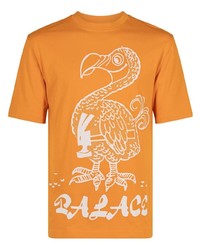 T-shirt girocollo di pizzo stampata arancione