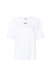 T-shirt girocollo di pizzo stampata bianca