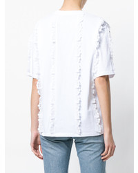 T-shirt girocollo di pizzo stampata bianca di MSGM