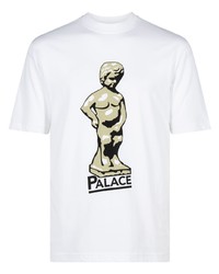 T-shirt girocollo di pizzo stampata bianca di Palace