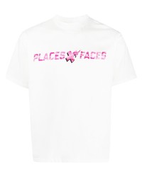 T-shirt girocollo di pizzo stampata bianca di PLACES+FACES