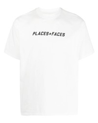 T-shirt girocollo di pizzo stampata bianca di PLACES+FACES