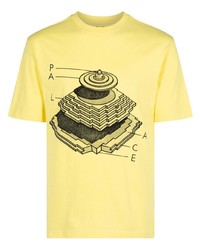 T-shirt girocollo di pizzo stampata gialla di Palace