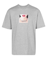 T-shirt girocollo di pizzo stampata grigia di Supreme