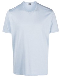 T-shirt girocollo di seta azzurra di Kiton