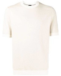 T-shirt girocollo di seta beige di BOSS