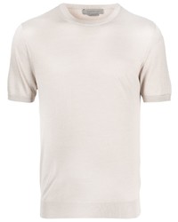 T-shirt girocollo di seta beige di Corneliani