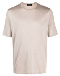 T-shirt girocollo di seta beige di Roberto Collina