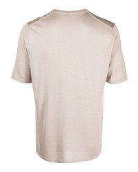 T-shirt girocollo di seta beige di Roberto Collina