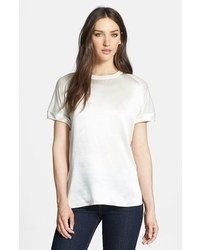 T-shirt girocollo di seta bianca