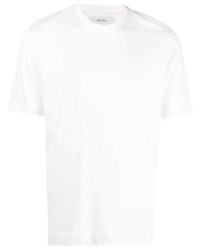 T-shirt girocollo di seta bianca di Z Zegna