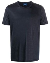 T-shirt girocollo di seta blu scuro di Barba