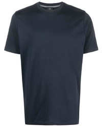 T-shirt girocollo di seta blu scuro di Dunhill