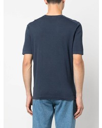 T-shirt girocollo di seta blu scuro di Boglioli