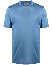 T-shirt girocollo di seta blu di Canali