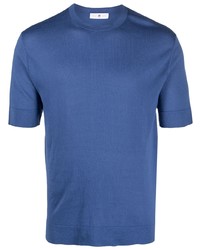 T-shirt girocollo di seta blu di PT TORINO