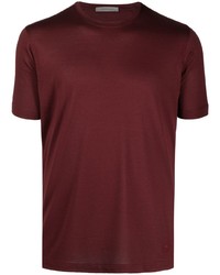 T-shirt girocollo di seta bordeaux