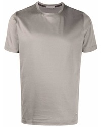 T-shirt girocollo di seta grigia di Corneliani