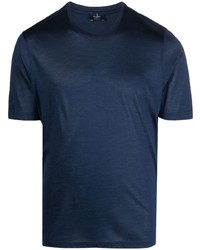 T-shirt girocollo di seta lavorata a maglia blu scuro di Barba