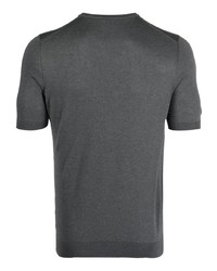 T-shirt girocollo di seta lavorata a maglia grigio scuro di Barba
