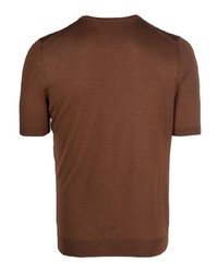 T-shirt girocollo di seta lavorata a maglia nera di Tagliatore