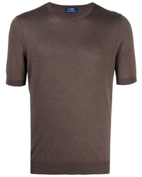 T-shirt girocollo di seta marrone di Barba