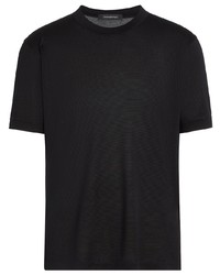 T-shirt girocollo di seta nera di Ermenegildo Zegna