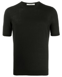 T-shirt girocollo di seta nera di La Fileria For D'aniello