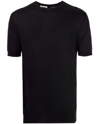 T-shirt girocollo di seta nera di Low Brand