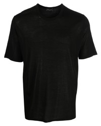 T-shirt girocollo di seta nera di Roberto Collina