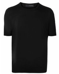 T-shirt girocollo di seta nera di Tagliatore