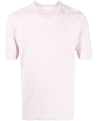 T-shirt girocollo di seta rosa di Boglioli