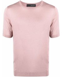 T-shirt girocollo di seta rosa di Tagliatore
