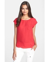 T-shirt girocollo di seta rossa