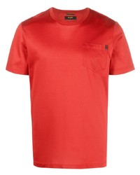 T-shirt girocollo di seta rossa di Moorer