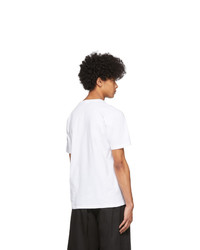 T-shirt girocollo di seta stampata bianca e blu scuro di Craig Green
