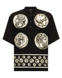 T-shirt girocollo di seta stampata nera di Dolce & Gabbana
