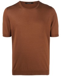 T-shirt girocollo di seta terracotta