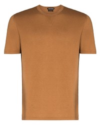 T-shirt girocollo di seta terracotta di Tom Ford