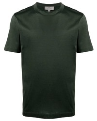 T-shirt girocollo di seta verde scuro