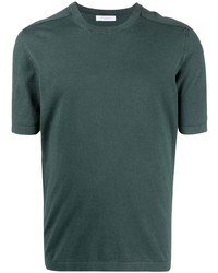 T-shirt girocollo di seta verde scuro di Boglioli