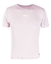 T-shirt girocollo di seta viola chiaro