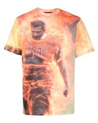 T-shirt girocollo effetto tie-dye arancione di 424