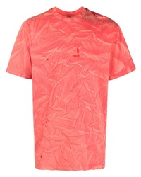 T-shirt girocollo effetto tie-dye arancione di 424