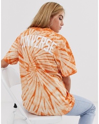 T-shirt girocollo effetto tie-dye arancione di Converse