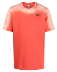 T-shirt girocollo effetto tie-dye arancione di Diesel