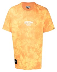 T-shirt girocollo effetto tie-dye arancione di Izzue