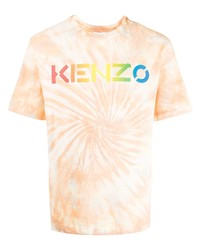 T-shirt girocollo effetto tie-dye arancione di Kenzo