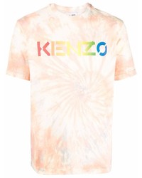 T-shirt girocollo effetto tie-dye arancione di Kenzo